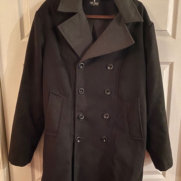 Double Breasted Black Trench Coat For Men - Picture 2 of 5